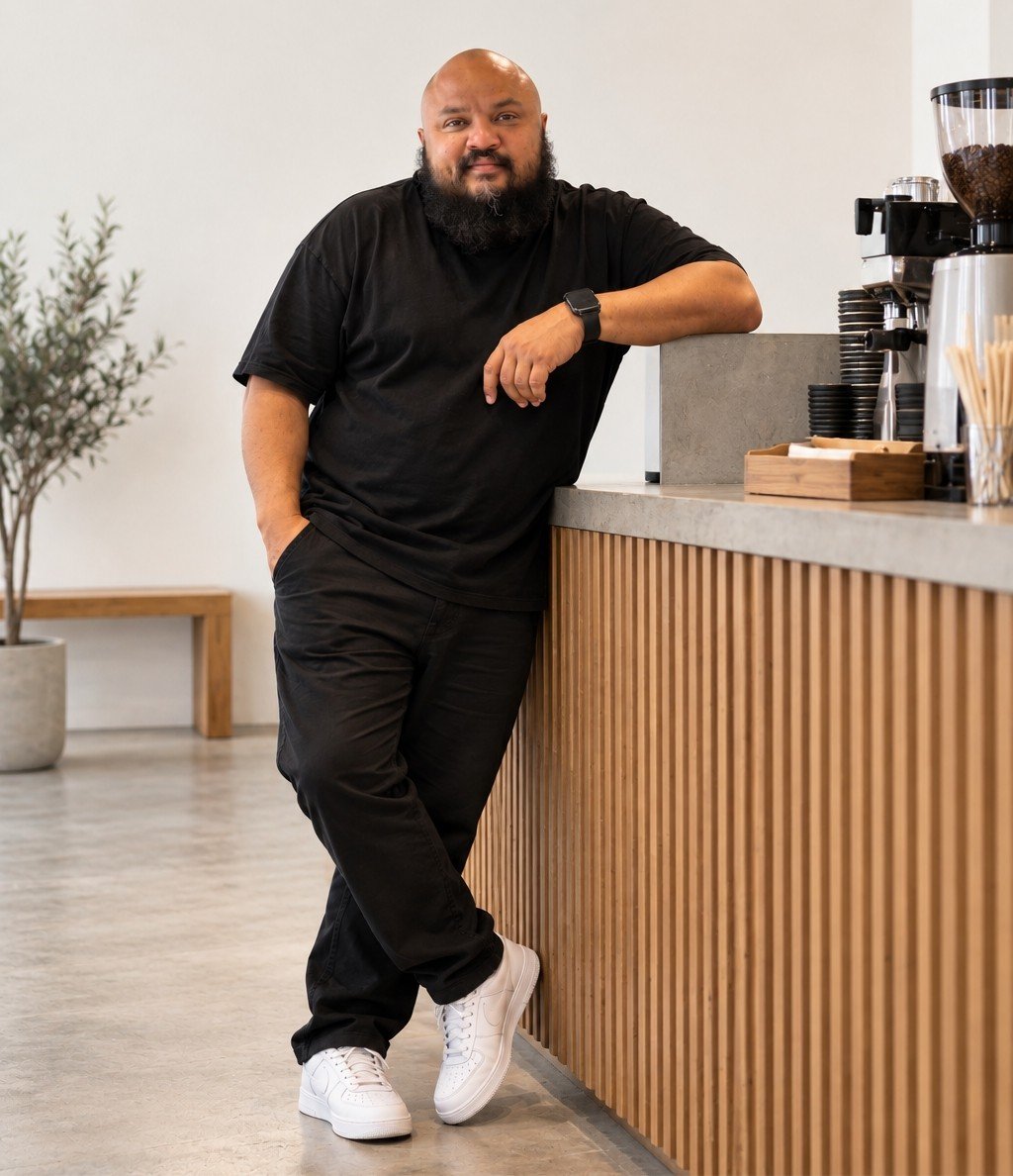 Gautier en barra de café